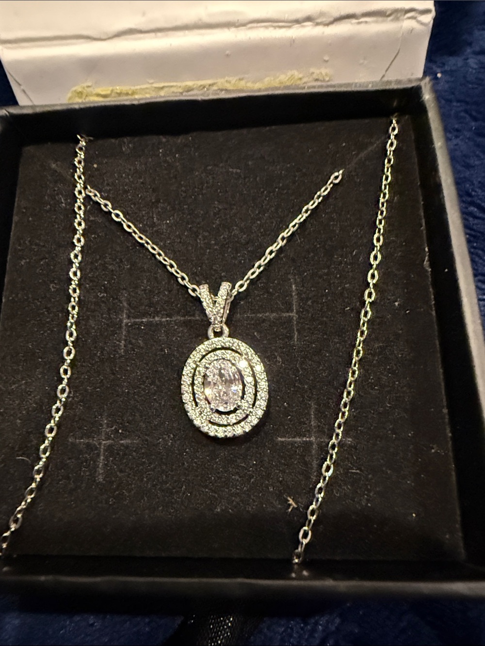 Cate & Chloe gold plated Oval Pendant Necklace with Sparkling Center Stone NWT